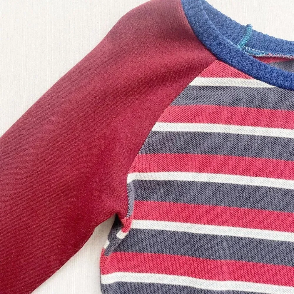 CourtneyCourtney Long Sleeve Girls Red Dress Sz 5/6 Twirl Skirt Upcycled Striped